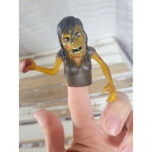 Zombie finger puppet brain female vintage toy